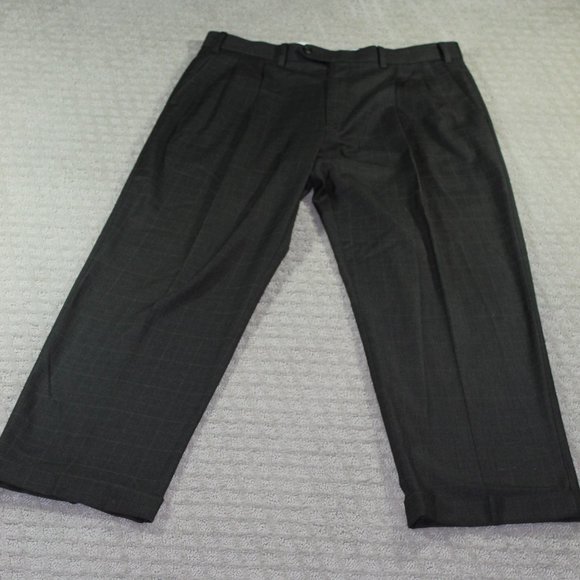Ralph Lauren Size 36x29 Charcoal Grey Windowpane Patterned Dress Slacks - Picture 1 of 5